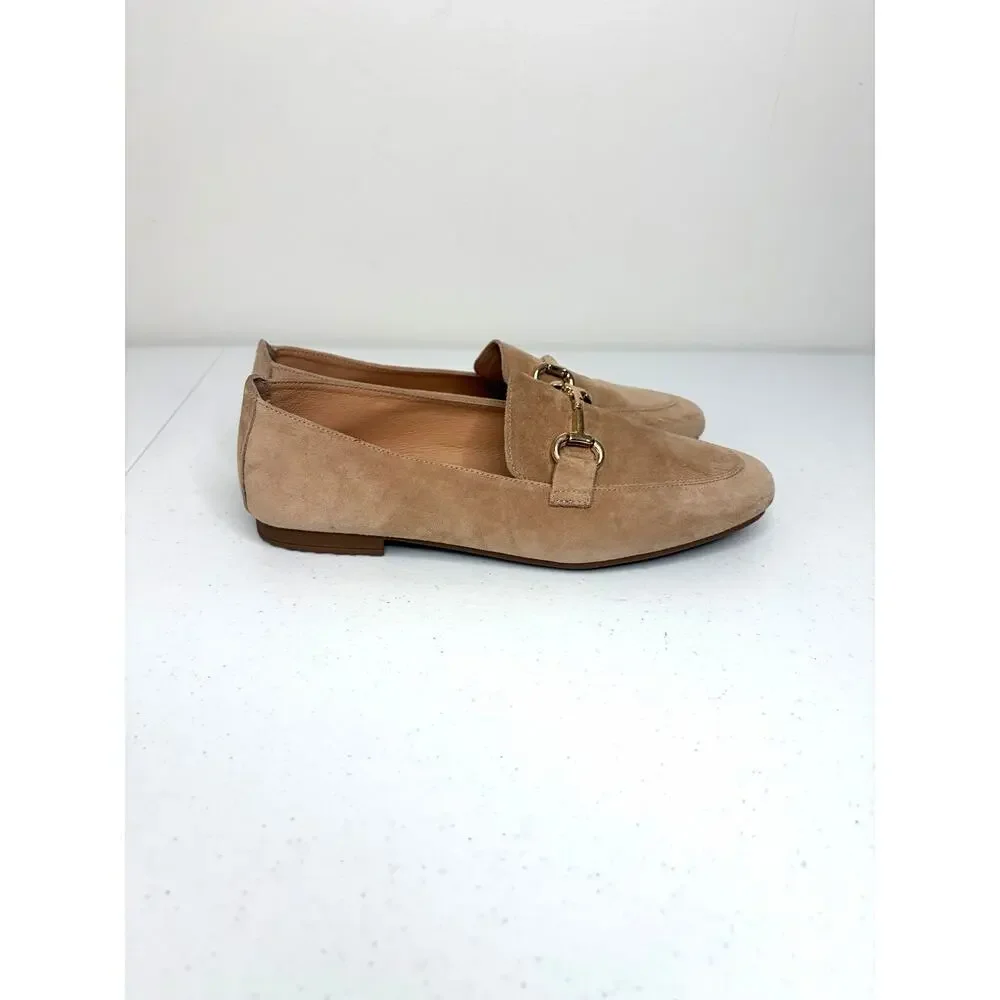 Joie Suede Horsebit Loafers Women's Sz 7.5 Tan Classic Chic Preppy Career